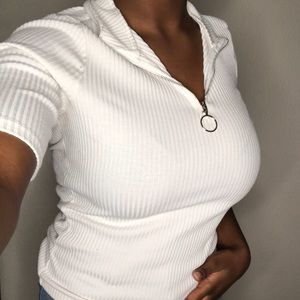 Knitted Collar Shirt w/ Zipper